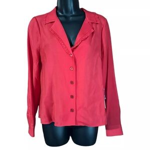 NWT! ModCloth Red Ruffle Collar Top Size S